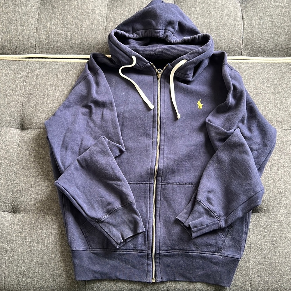 Polo by Ralph Lauren Full Fleece Zip-Up Hoodie. Colour Navy. Size XL.